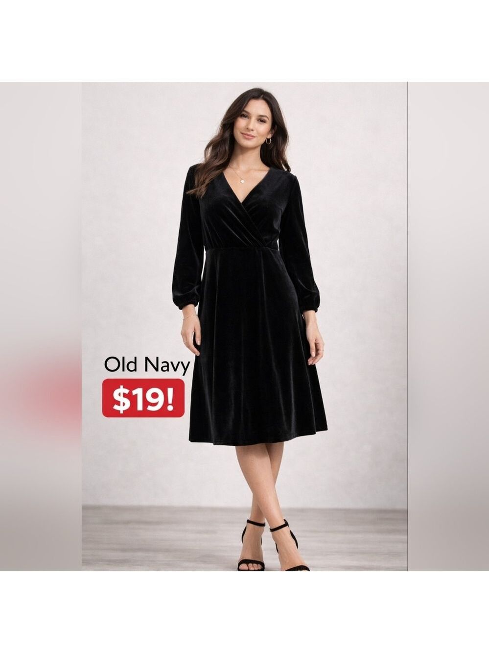 Womens Petite| Black Velvet Dress | C1